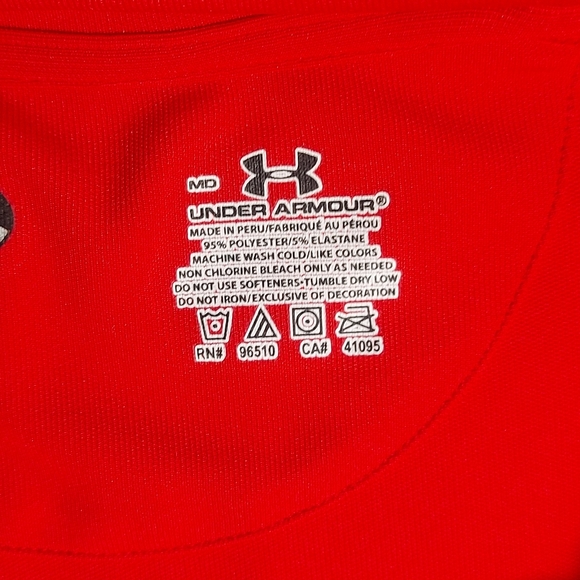 Under Armour Heatgear Red Short Sleeve Button Collar Golf Shirt, medium - Picture 6 of 11